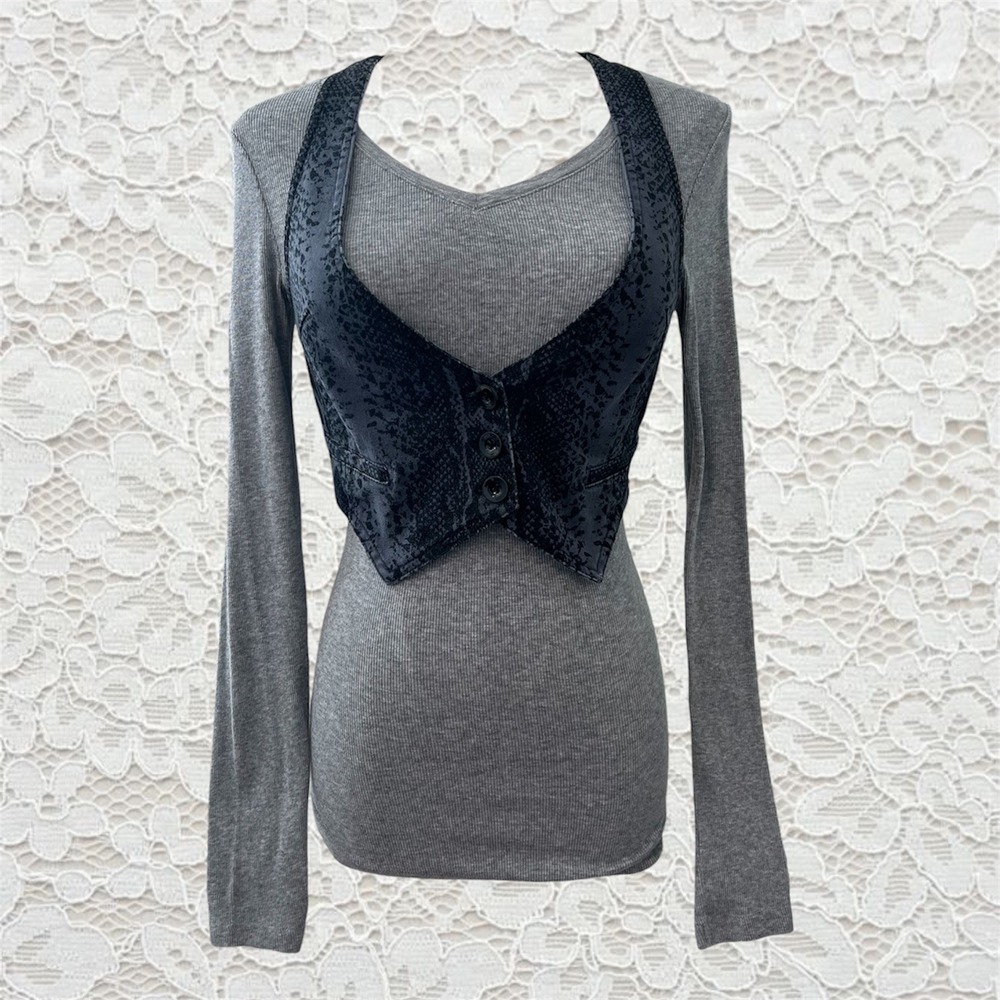 vintage y2k snake printed mini vest